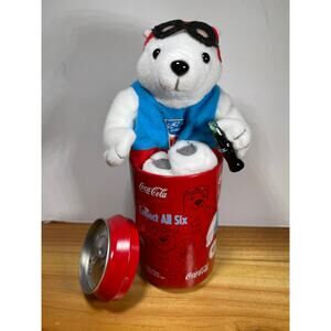 Collectible Coca Cola 2004 Olympics Athens Safe Can Polar Bear Bean Bag Plush